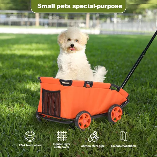 Vista 2 de Mini cochecitos para perros para mini mascotas, carritos de compras multifuncionales plegables con mango extensible, cojín integrado y cuerda