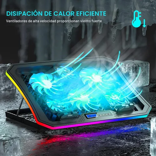 Vista 2 de TopMate C12 Laptop Cooling Pad RGB Gaming Notebook Cooler para uso de Azul hielo