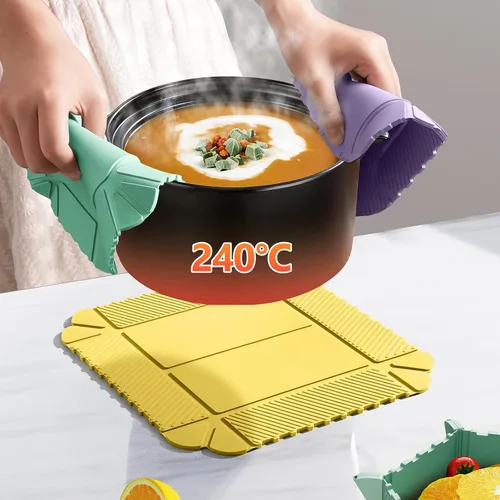 Vista 4 de Salvamanteles magnéticos de silicona y soporte para ollas