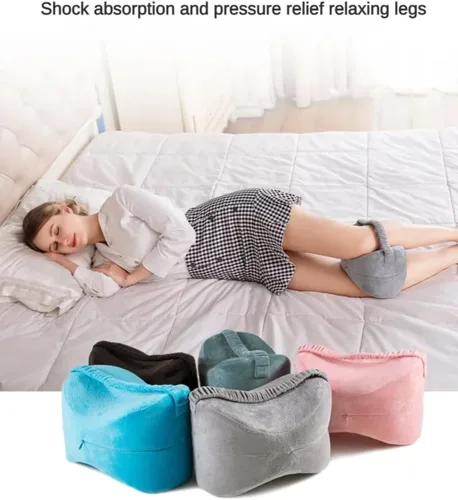 Vista 6 de Almohada de rodilla de espuma viscoelástica para personas que duermen de lado, almohada de pierna rosa para aliviar el dolor de espalda baja, cadera