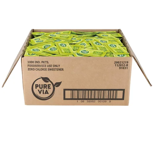 Vista 9 de PURE VIA Paquetes de edulcorantes de stevia, sustituto del azúcar, edulcorante natural, sin eritritol, paquetes de edulcorantes naturales cero