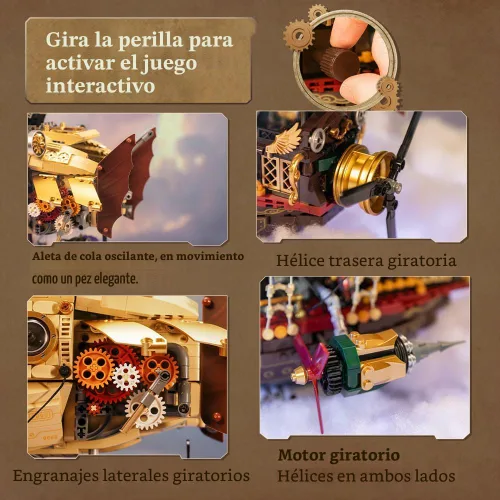 Vista 2 de PANTASY Juego de construcción de dirigible Steampunk para adultos