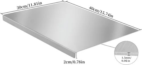 Vista 2 de Tablas de cortar de acero inoxidable con labio, tabla de cortar pesada para cocina, tablas de cortar para encimera, tabla de cortar de metal grande