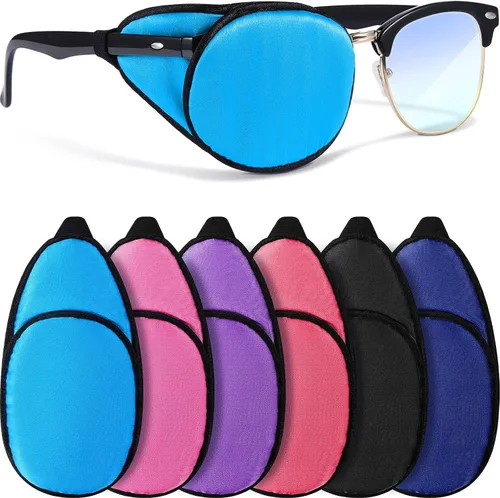 Vista 8 de Nuanchu 6 parches de seda para ojos para adultos, hombres, mujeres, anteojos, parches suaves para cubrir cualquier ojo (negro)