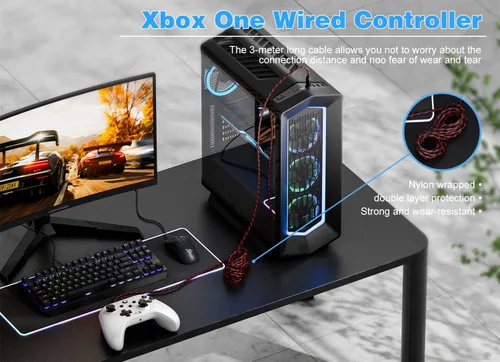 Vista 3 de Gamrombo 2 Pack Wired Controller Compatible with Xbox One SX, Xbox Series XS Windows 1011 PC Gaming Controller with Audio Jack & Volume