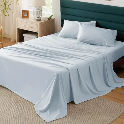 Vista 8 de Bedsure Sábanas de Percal 100% Algodón Tamaño Full, Sábanas de Cama Tamaño Full con Bolsillo Profundo de Hasta 16 Pulgadas, Transpirables y Suaves