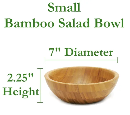 Vista 2 de Lipper International Ensaladera de madera de bambú, pequeño, 7 pulgadas de diámetro x 2.25 pulgadas de alto, tazón individual