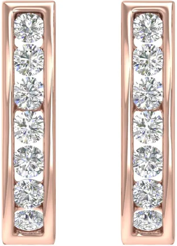 Vista 2 de Aretes de aro para mujer de 1 quilate con diamantes en oro de 14 quilates o platino