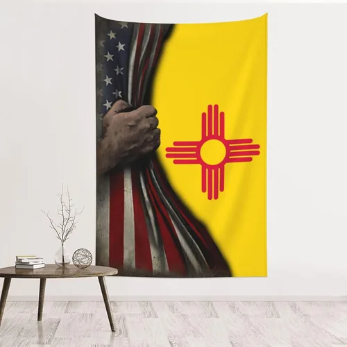 Vista 11 de Tapiz de mitad de bandera estadounidense y mitad de bandera de Nicaragua, 60 x 40 pulgadas, divertido tapiz estético, arte de pared para dormitorio