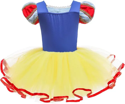 Vista 2 de REXREII Vestido tutú de princesa bailarina para niñas pequeñas, Sofía, Blancanieves, Frozen Elsa, disfraz de Halloween