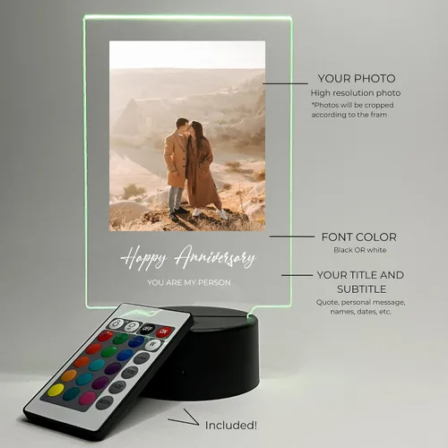 Vista 3 de MIRROR MANIA Foto personalizada con cualquier nombre, cualquier imagen, soporte de luz LED, decoración del hogar, regalo para ella, él, aniversario