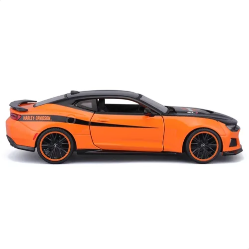 Vista 8 de Maisto 1:24 H-D Custom - Chevrolet Camaro ZL1 2017, Negro/Naranja