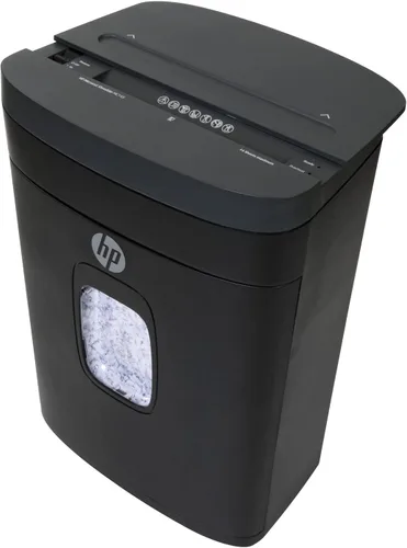 Vista 9 de HP - Trituradora de papel micro corte, capacidad de 16 hojas, diseño deslizante superior, cesta extraíble, trituración de alta seguridad, diseño