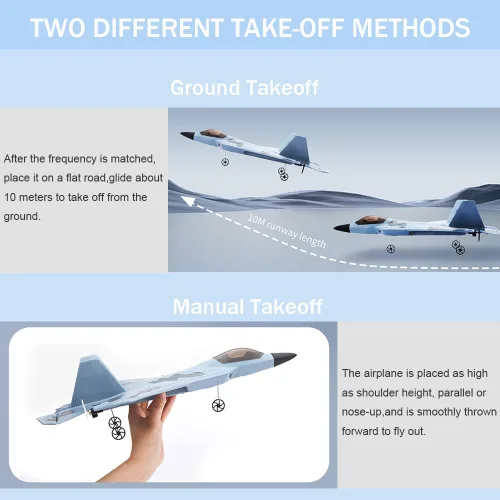 Vista 6 de Avión RC F22 Raptor Modelo 4CH 3D/6G Avión RC para adultos y principiantes 2.4Ghz RC Fighter Jet con luz LED Avión de control remoto al aire libre
