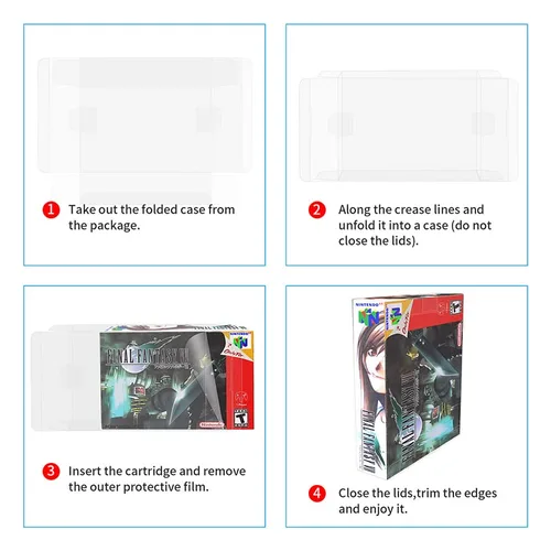 Vista 3 de 10-Pcs High Quality Plastic Protector Transparent Storage Cases Compatible with N64SNES Game Boxes Anti-Dust - Scracth Free - Clear Cases Made