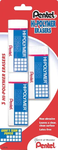 Vista 2 de Pentel, Hi-Polymer, set de tres borradores color blanco, Blanco L