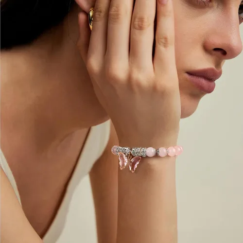 Vista 3 de Pulseras de amatista para mujer, pulsera de cuentas curativas de piedra natural, alivio del estrés y la ansiedad, cristales de sandía, piedra lunar