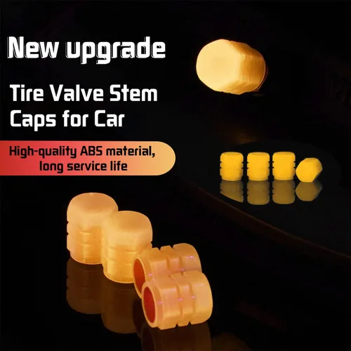 Vista 2 de Tapones de vástago de válvula incandescente, tapones universales fluorescentes para válvulas de neumáticos de automóvil, cubiertas de vástago