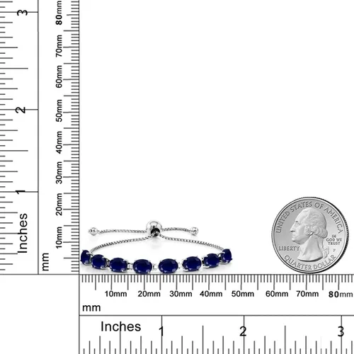 Vista 85 de Gem Stone King Pulsera de plata de ley 925 con piedra natal ovalada de 0.276 x 0.197 in para mujer, totalmente ajustable hasta 9 pulgadas