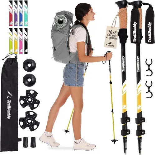 Vista 11 de TrailBuddy Trekking Poles – Lightweight 7075 Aluminum Hiking Poles for Women, Men & Seniors – Collapsible Walking Sticks for Travel, Trails & Balance