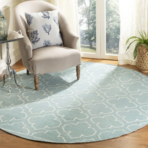 Vista 23 de SAFAVIEH Dhurries Collection DHU625A - Alfombra decorativa de lana de alta calidad hecha a mano de 2 pies 6 pulgadas x 4 pies, azul/marfil