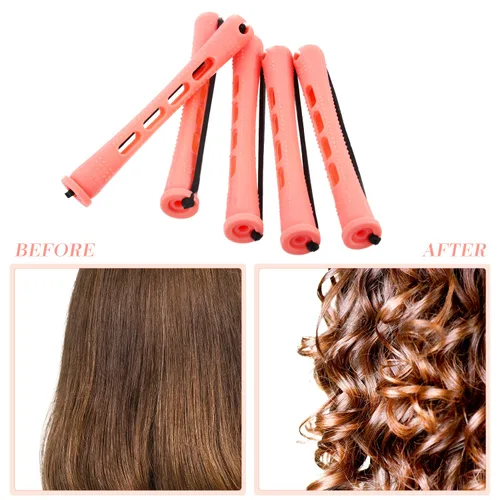 Vista 4 de WILLBOND 48 piezas de varillas de plástico rosa permanente larga variedad para el cabello Perm Rods Hair Curling Roller Accesorios para mujeres