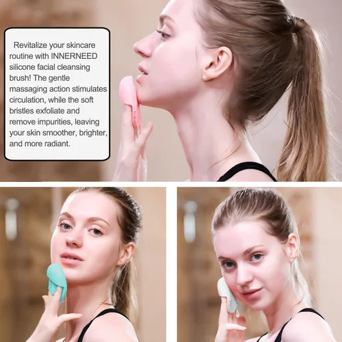 Vista 4 de INNERNEED Juego de cepillos de limpieza facial de silicona suave, almohadilla exfoliante suave y masajeadora, diseño antideslizante para eliminación