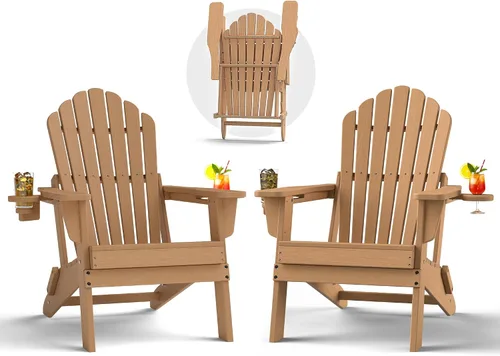 Vista 21 de Plawdlik Silla Adirondack plegable de gran tamaño, silla al aire libre del Aruba Azul 2