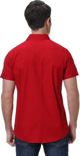 Vista 2 de Esabel.C Camisas de vestir de manga corta para hombre, ajuste regular, casual, con botones