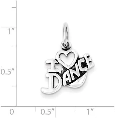 Vista 2 de Plata de ley Antiqued I Love Dance encanto