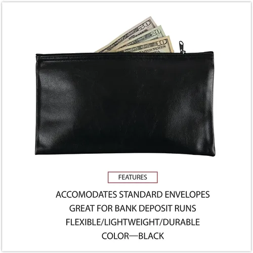 Vista 4 de Universal Carterasestuches con cremallera, cuero sintético Pu, 11 x 6, negro, paquete de 2