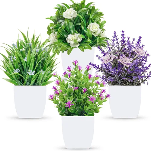 Vista 13 de Der Rose 2 Pack Fake Plants for Black Bathroom Halloween Decor Negro