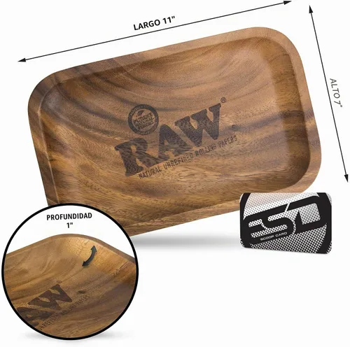 Vista 3 de RAW Bandeja rodante de madera Tamaño – Pequeño Madera resistente diseñada por RAW con esquinas curvas, sin arrugas