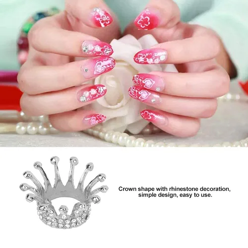 Vista 4 de Caja de almacenamiento de manicura con diseño de corona, juego de soportes para pinceles de arte de uñas con soporte para bolígrafo, soportes