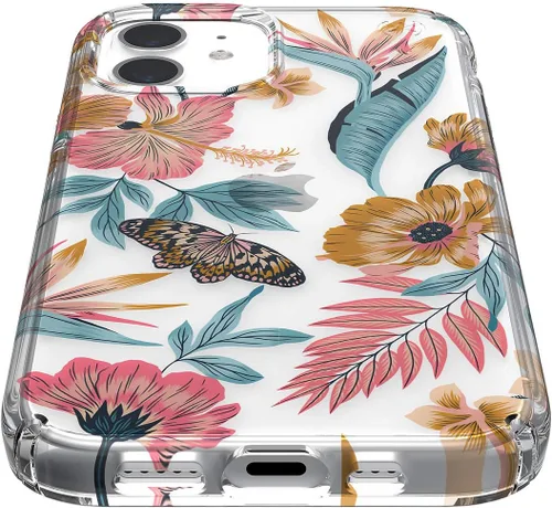 Vista 5 de Speck Productos Presidio Edition Funda para iPhone 12, iPhone 12 Pro, transparente/transparente/floral tropical
