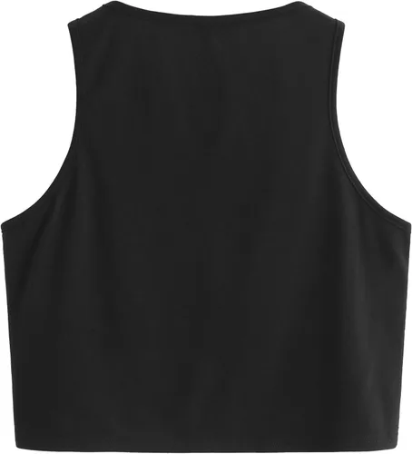 Vista 2 de SweatyRocks - Camisa corta sin mangas de estilo casual para mujer cuello redondo para entrenamiento