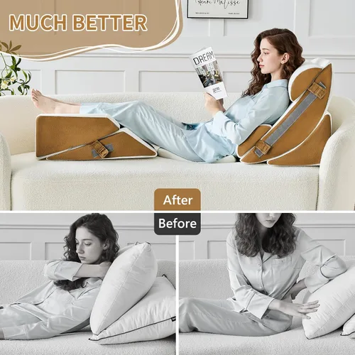 Vista 2 de Juego de 9 almohadas de cuña para recuperación después de la cirugía, almohada de cuello de espuma viscoelástica ajustable, almohada de espuma