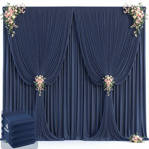 Vista 56 de 20 pies x 12 pies Cortinas de Telón de Fondo Azul Bebé Sin Arrugas para Bodas y Fiestas, Telón de Fondo de Tela Azul, Cortinas para Bodas
