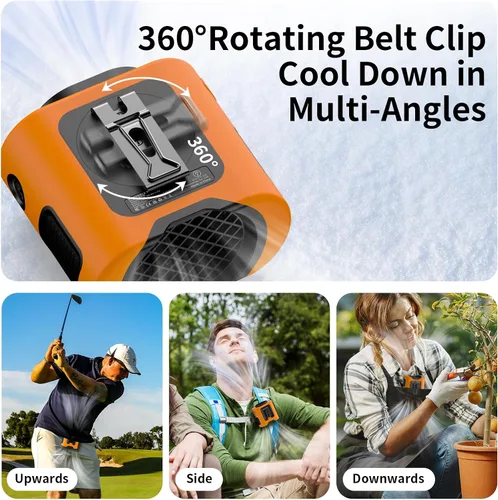 Vista 5 de Socool - Ventilador de cintura portátil de 14500 mAh con rotación de 360, mini ventilador personal recargable con clip personal para camisa, 67