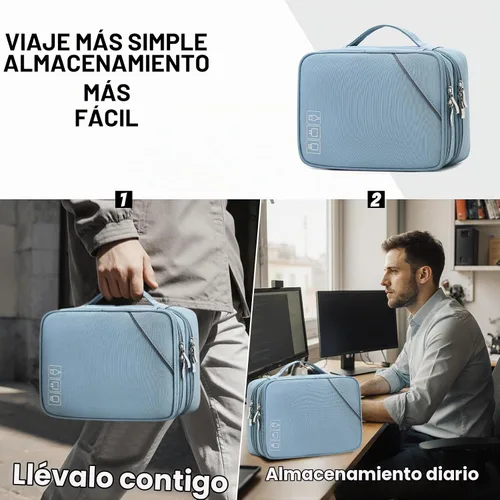 Vista 3 de Lanola Organizador Electrónico, Bolsa Organizadora de Cables de Viaje Funda para Accesorios Electrónicos Estuche de Transporte Bolsa de 2-negro