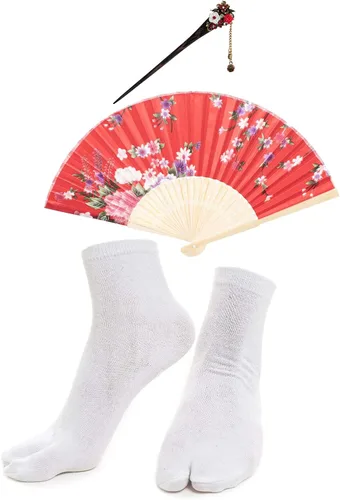 Vista 7 de Elibelle Juego de calcetines de seda plegables de seda para mujer, estilo kimono de anime japonés