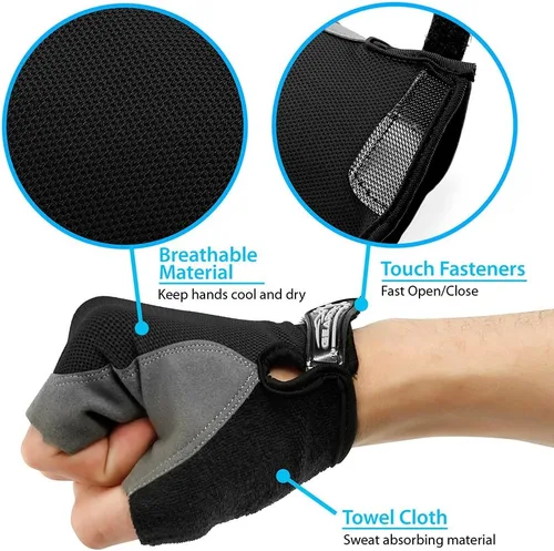 Vista 4 de GEARONIC Guantes de ciclismo para hombre, guantes de bicicleta de montaña sin dedos para hombres, guantes de bicicleta de montaña transpirables