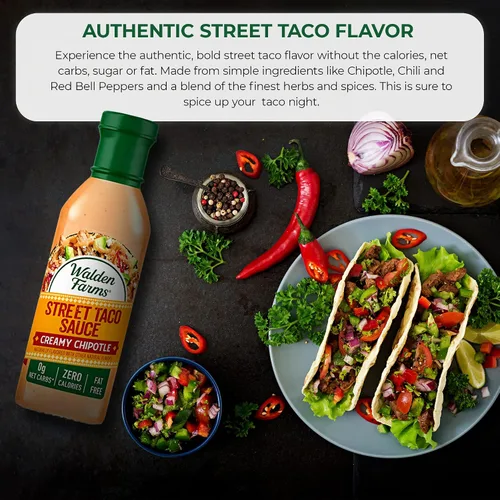 Vista 3 de Walden Farms Street Taco Sauce Creamy Chipotle - Sin calorías, sin gluten, bajo en carbohidratos, apto para dieta cetogénica, sin azúcar, sabor a