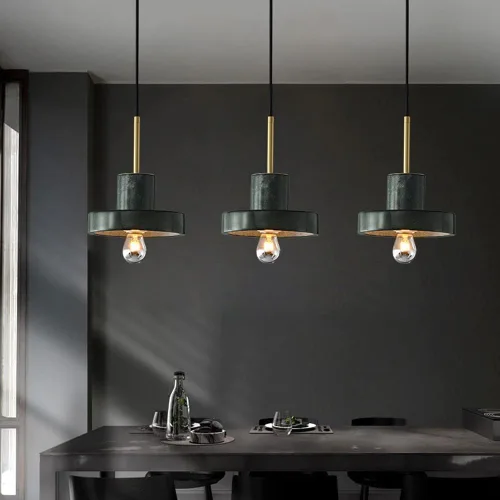 Vista 3 de Lámpara colgante moderna para isla de cocina, lámparas nórdicas de latón para comedor, lámpara de suspensión de mármol con enchufes E27/E26, luces