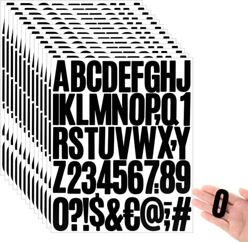 Vista 13 de Qilery 32 hojas de 0.5 pulgada de calcomanías de letras y números autoadhesivas, letras de vinilo alfabéticas de gran fuente, etiquetas de números