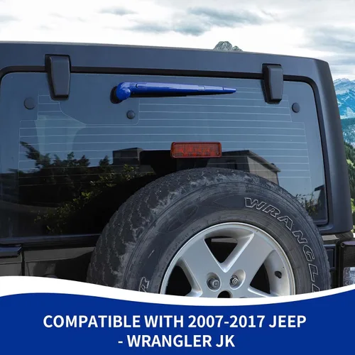 Vista 3 de RAZPOY JK Limpiaparabrisas frontal y trasero, 3 piezas, compatible con Jeep Wrangler JK JKU 2007-2017, azul