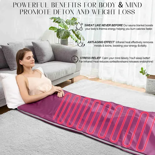 Vista 3 de Manta de sauna infrarroja TaTalife, manta de sauna para uso doméstico, sauna infrarroja portátil para desintoxicación y recuperación, rango