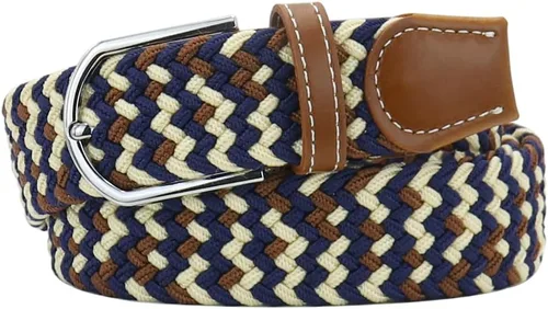 Vista 34 de Mixed Color Woven Stretch Braided Belts for Men and Women Fashion Elastic Belts