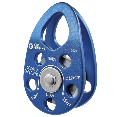 Vista 13 de GM CLIMBING Kit de polea de tendido de enganche para sistema de escalada de cuerda doblada, unidad básica de transporte general, buje de polea