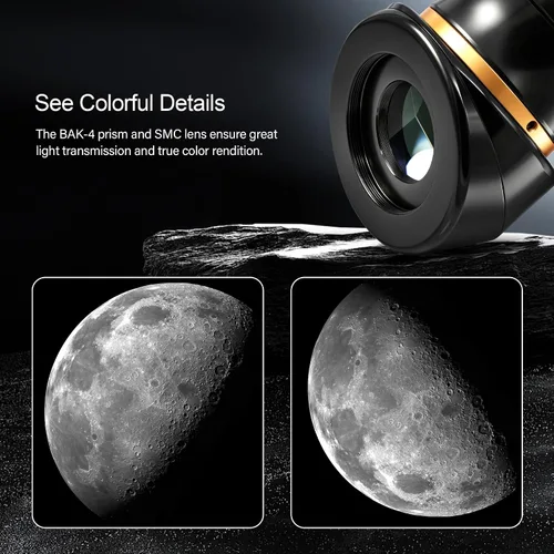Vista 4 de Astromania Star Diagonal 2inch Erect-Image Diagonal Prisma para Telescopio 45° Upright & Correct Image, Erect-Image BAK4 Prism, Anti-Reflection